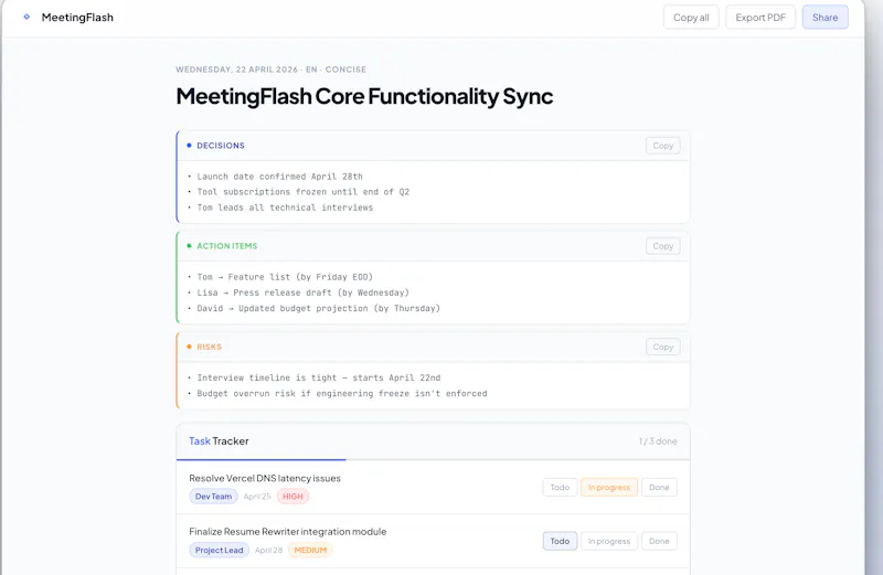 MeetingFlash screenshot 2