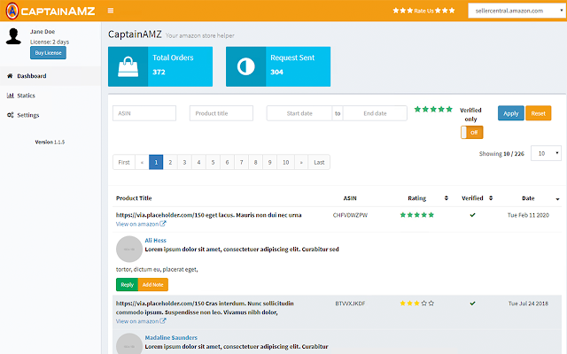 Amazon Review Request Tool captainAMZ gallery image