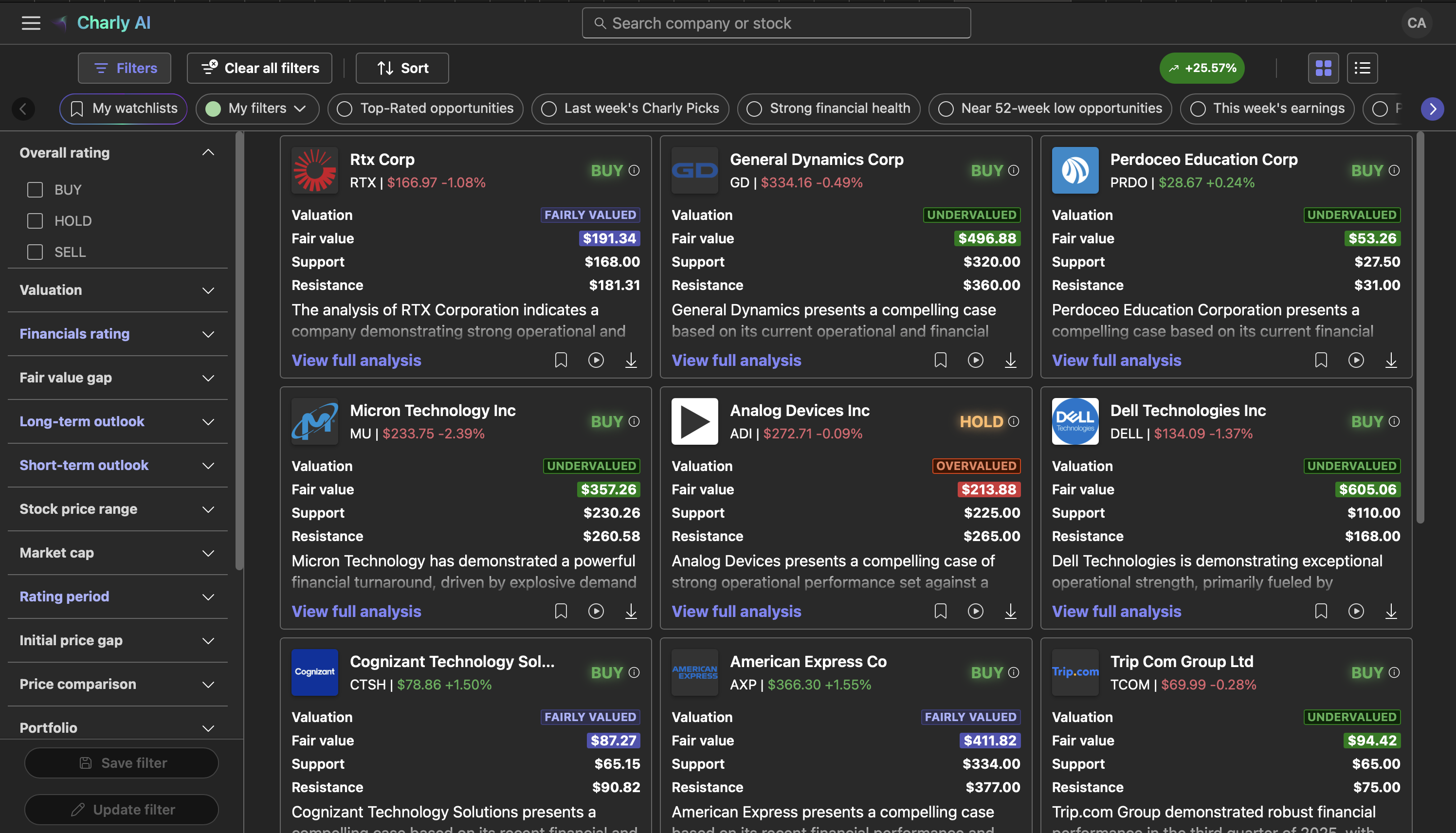Charly AI – Stock Research Assistant - Main product screenshot demonstrating key features and user interface
