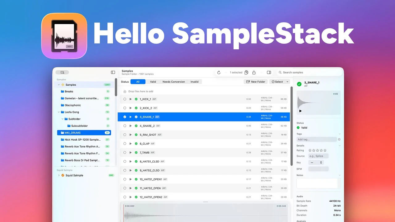 startuptile SampleStack-The native macOS sample manager built for every instrument