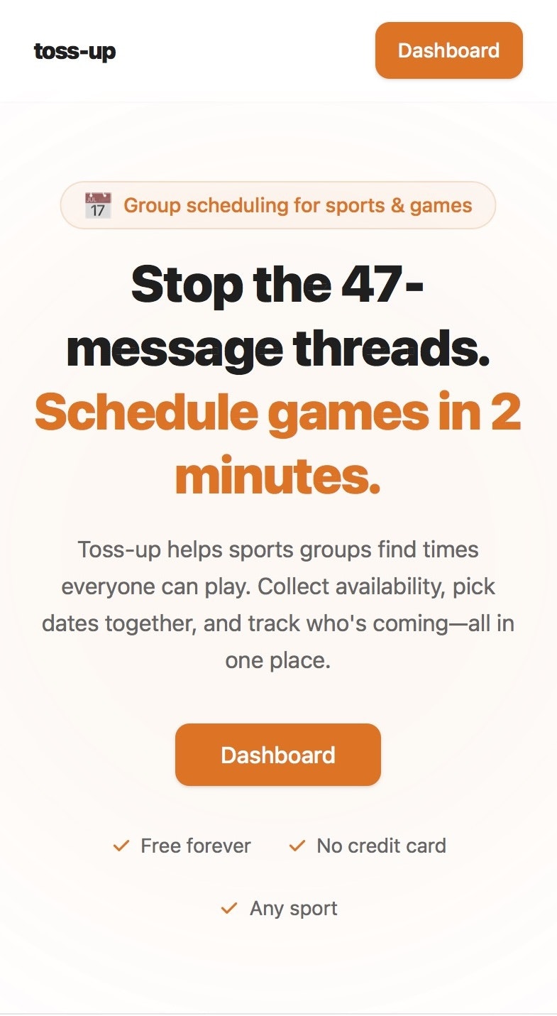 Toss-up - Main product screenshot demonstrating key features and user interface