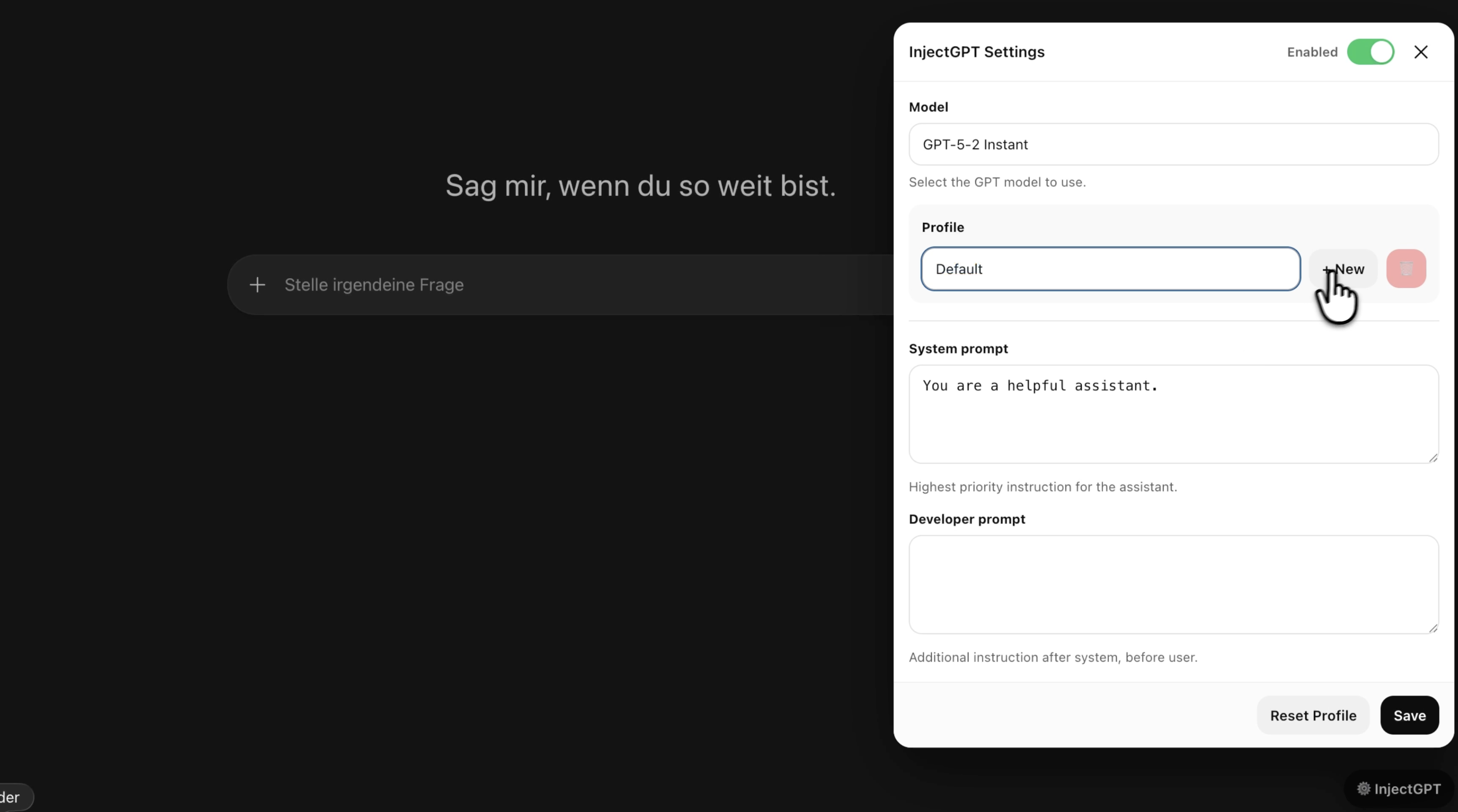 InjectGPT - Main product screenshot demonstrating key features and user interface