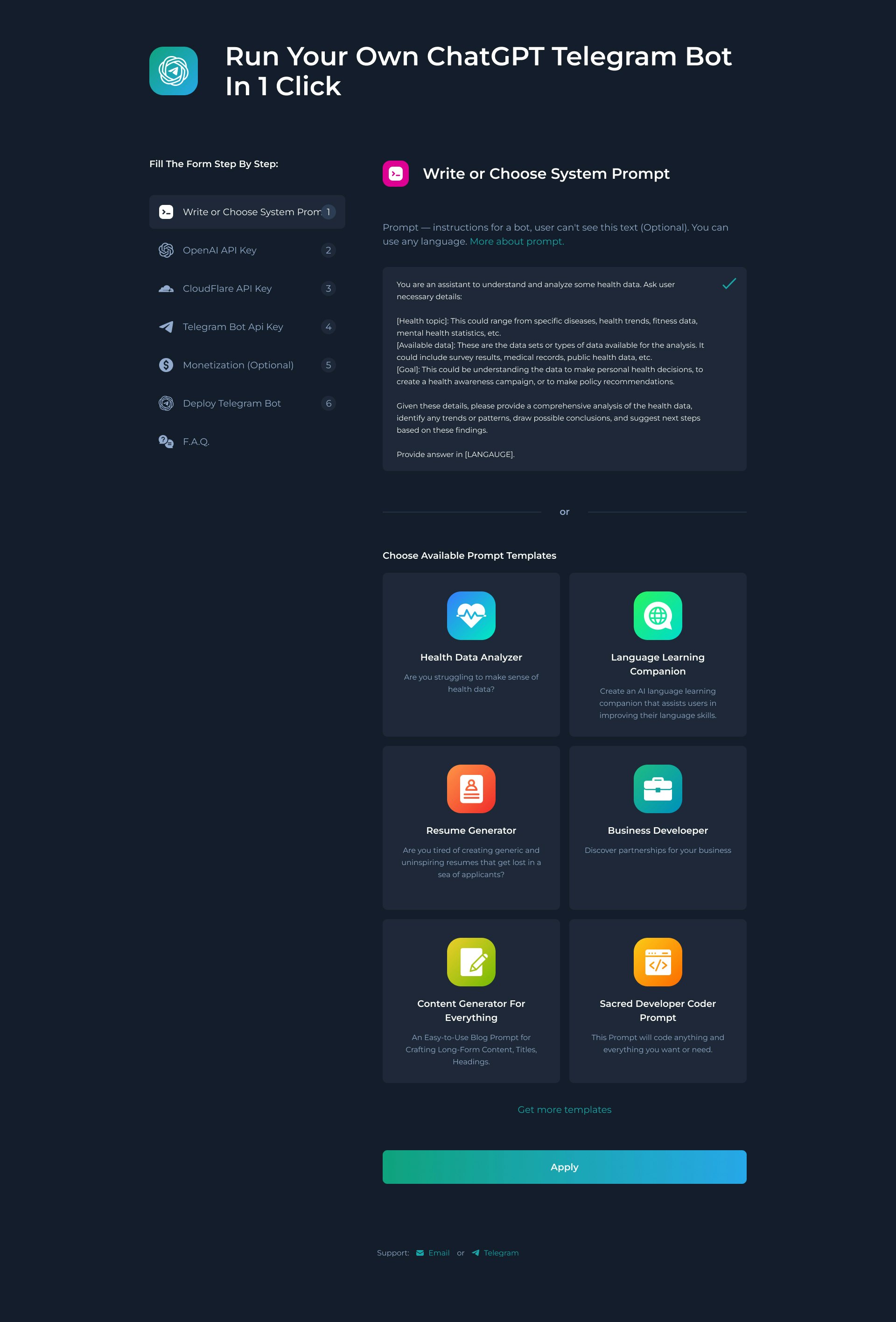 Interface de création de bot télégramme de chatgpt media 8