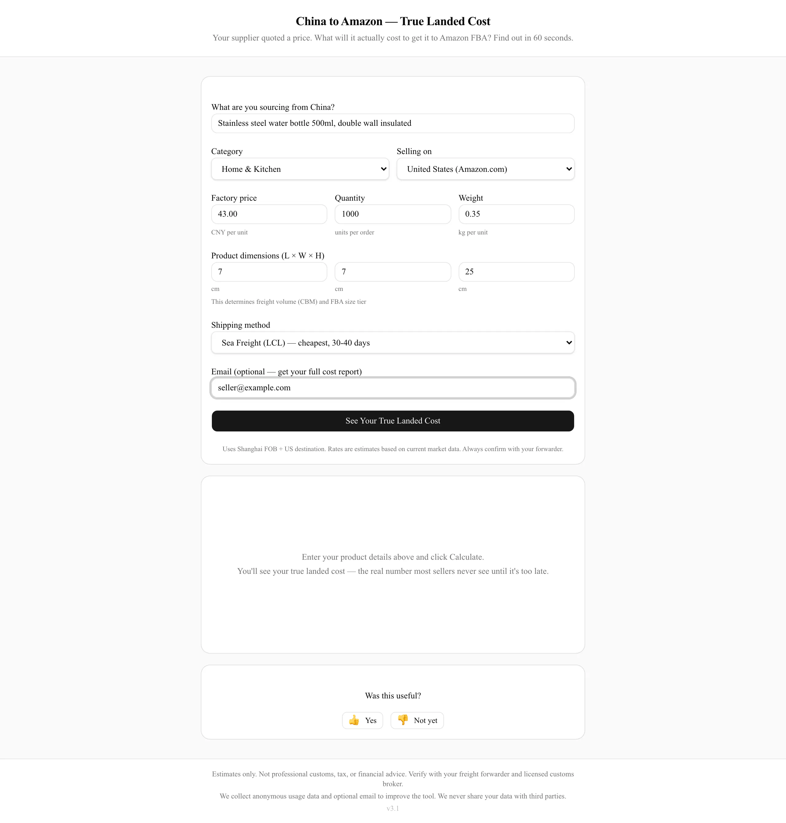 China to Amazon — True Landed Cost gallery image