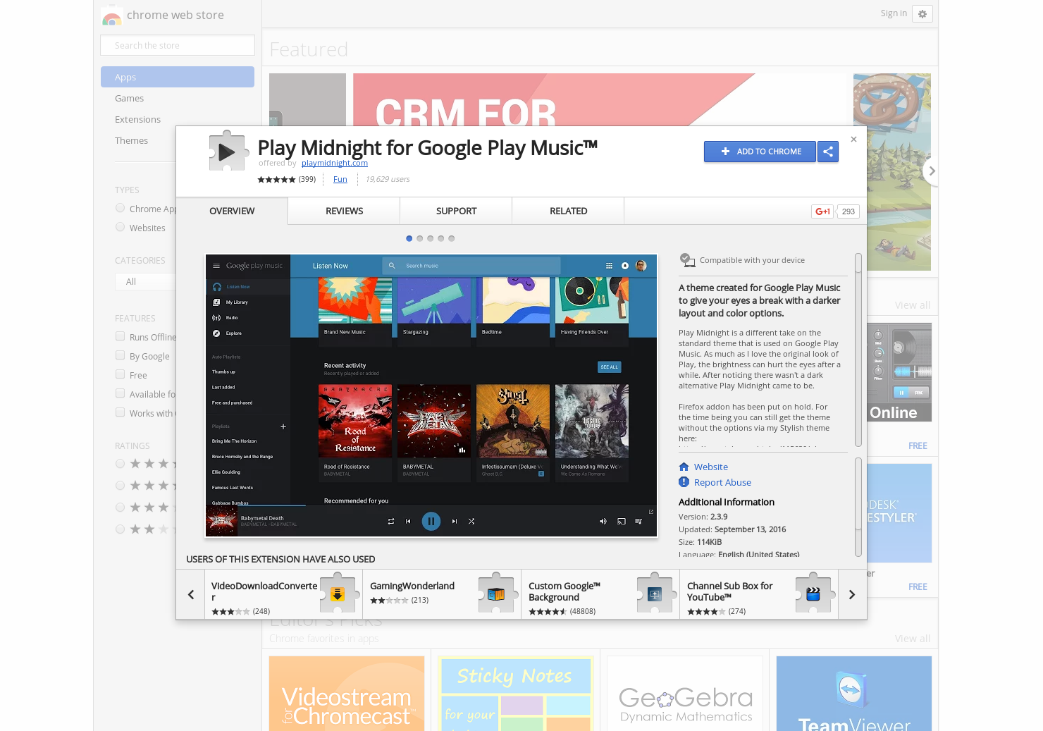 Play Midnight (Google Play Chrome Theme) gallery image