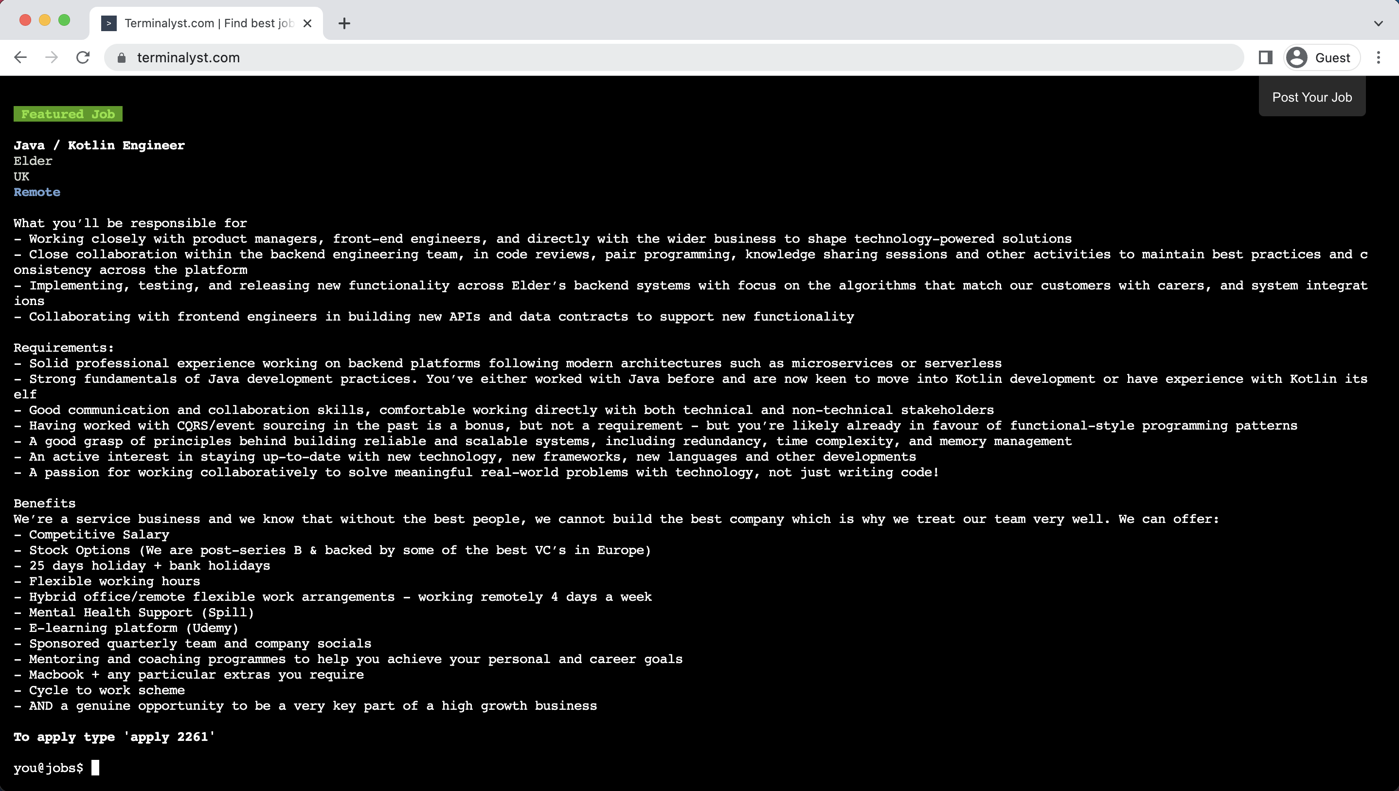 Média Terminalyst.com - Un tableau d'emploi sans GUI pour les amateurs de CLI! 3