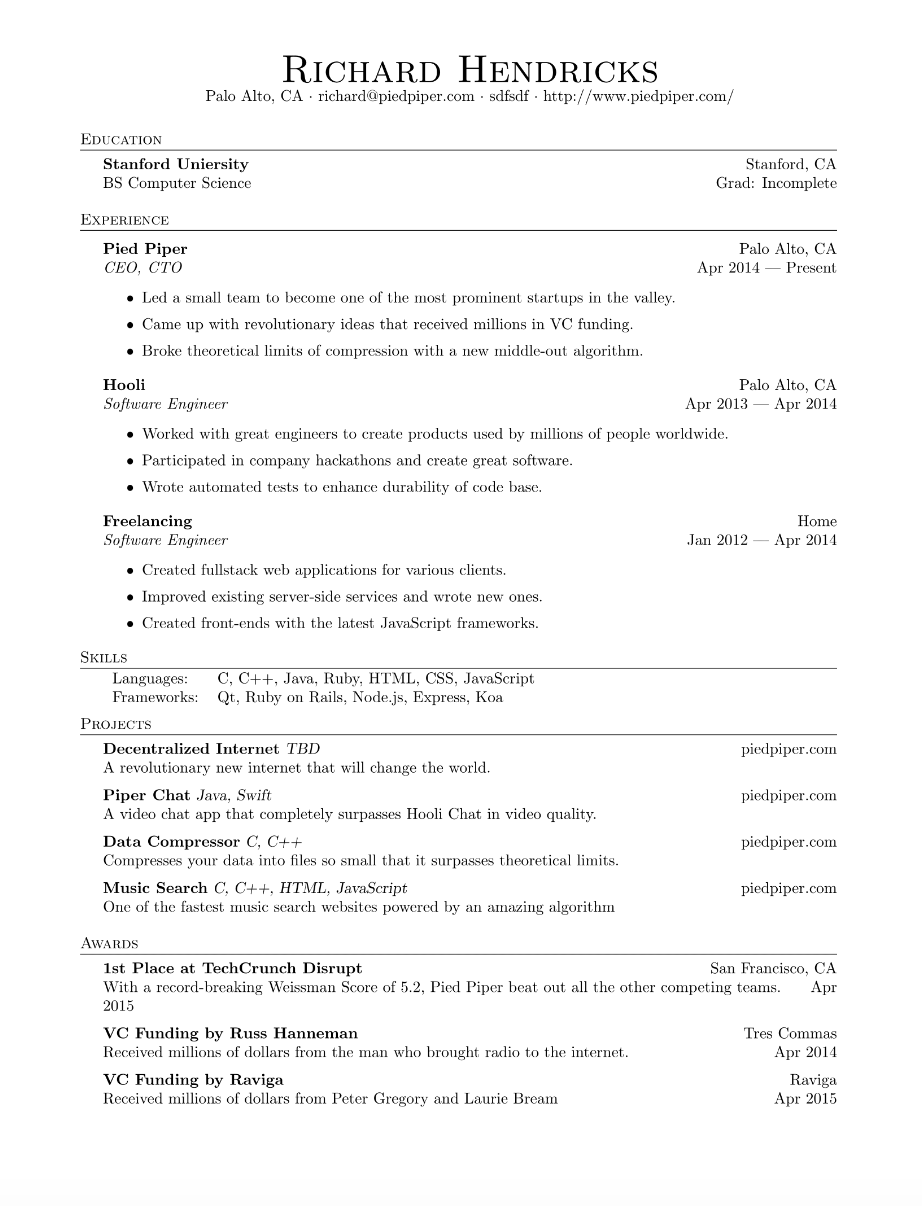 LaTeX Resume Generator Image