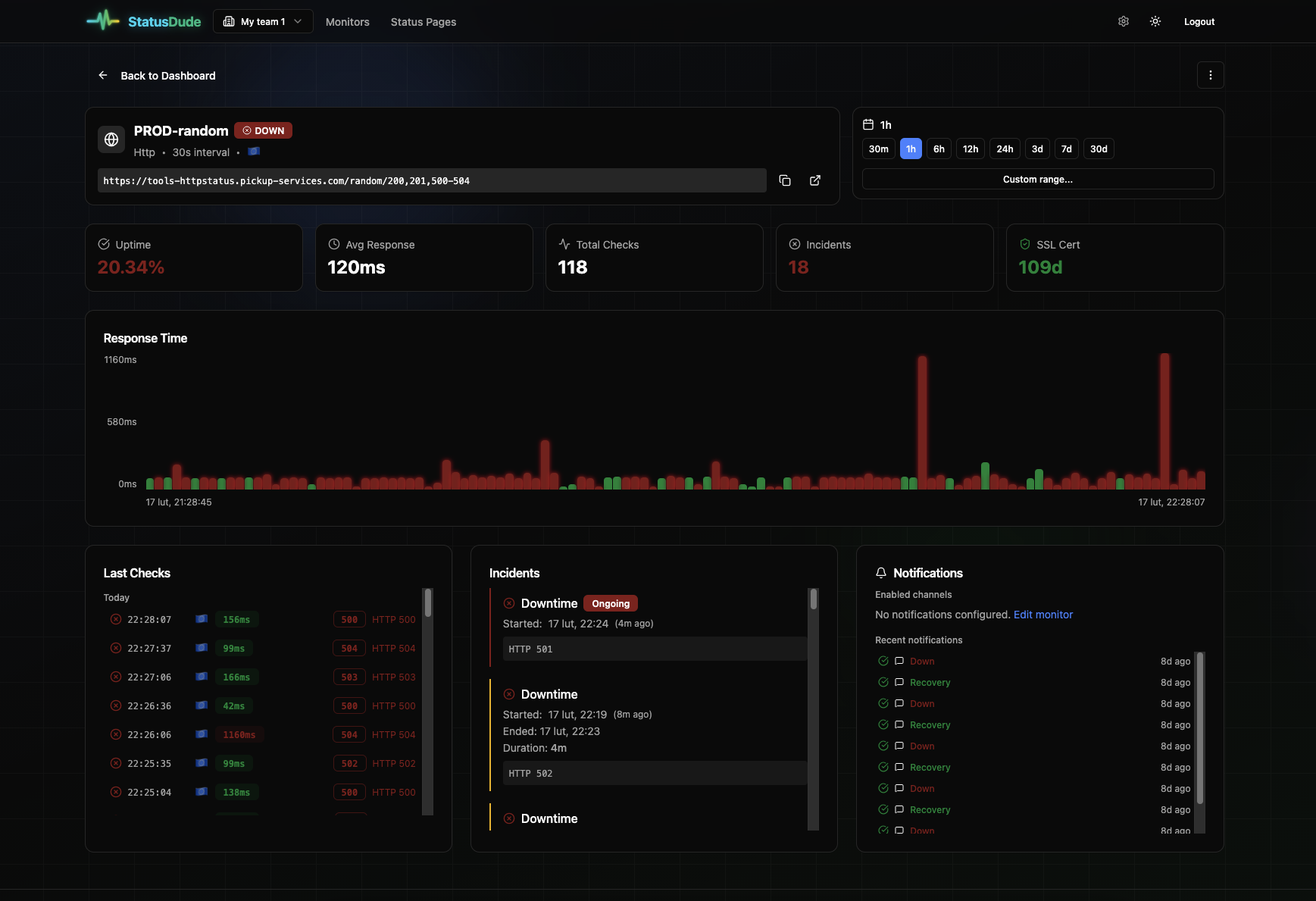 StatusDude - Monitor what others can't - Screenshot 3 showing product features and functionality