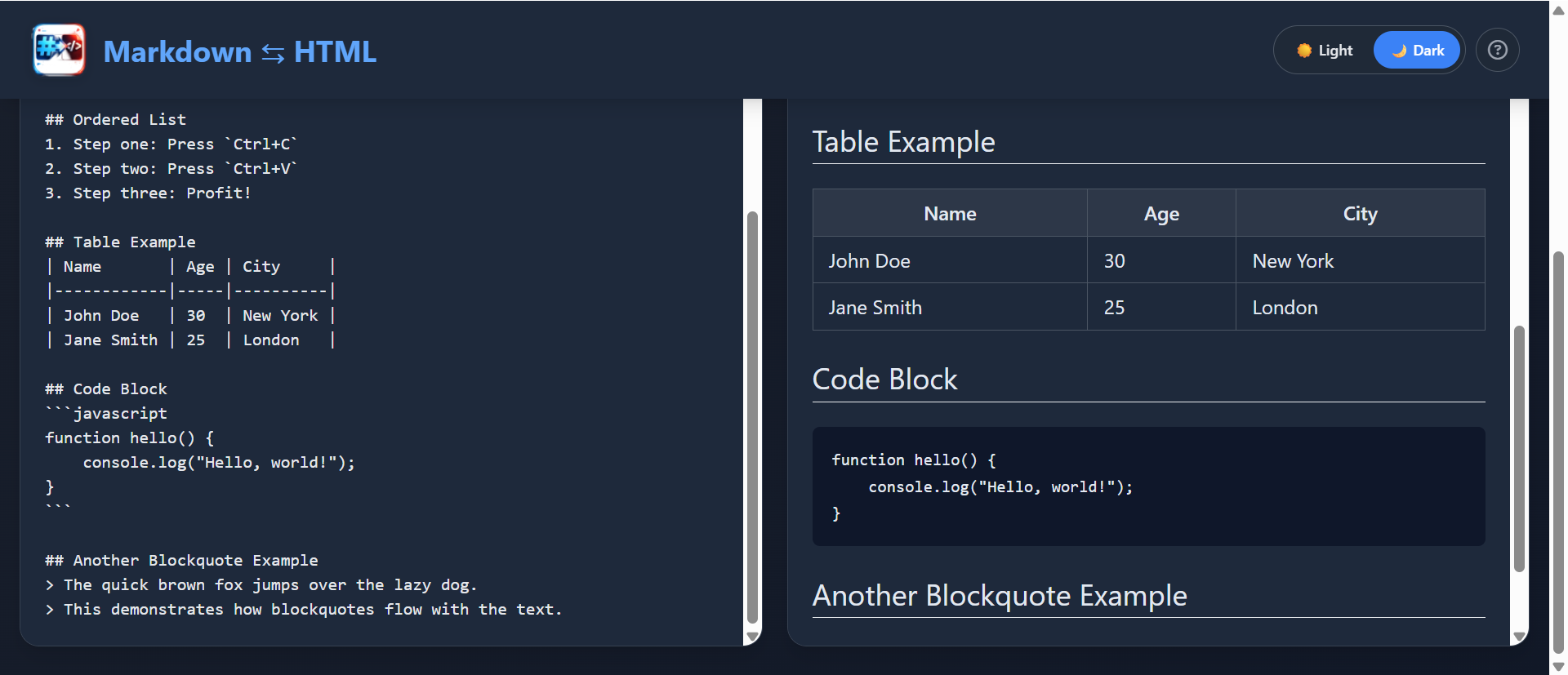 Markdown to HTML  gallery image