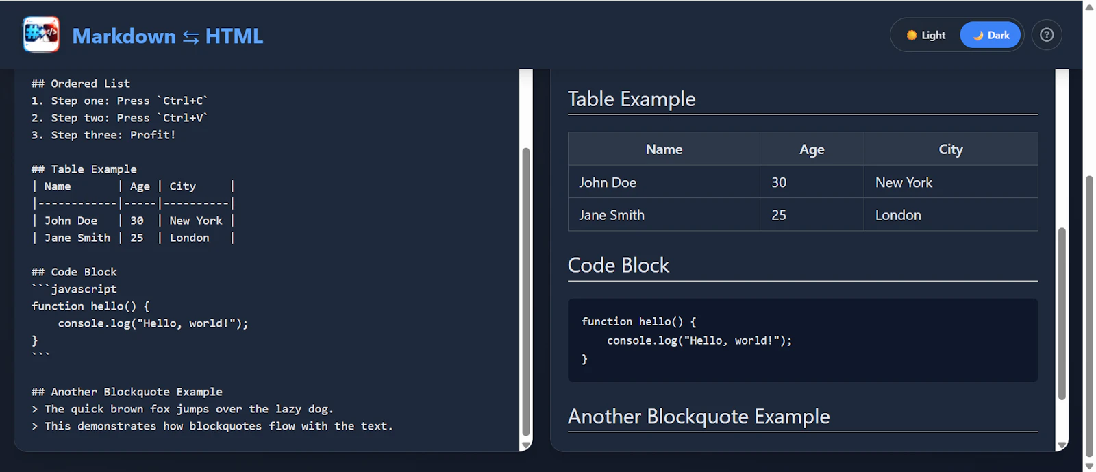 Markdown to HTML  screenshot 4