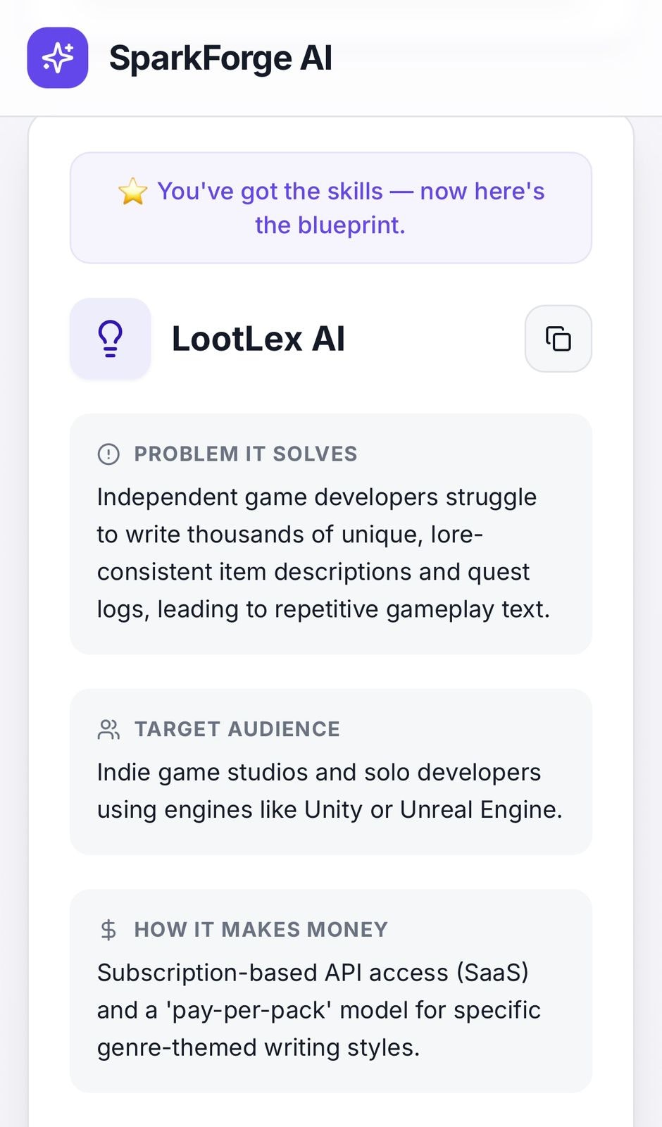 SparkForge AI - Screenshot 3 showing product features and functionality