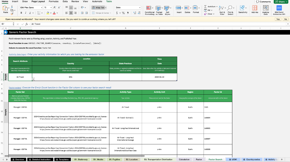 IBM Envizi Excel Emissions Calculator gallery image
