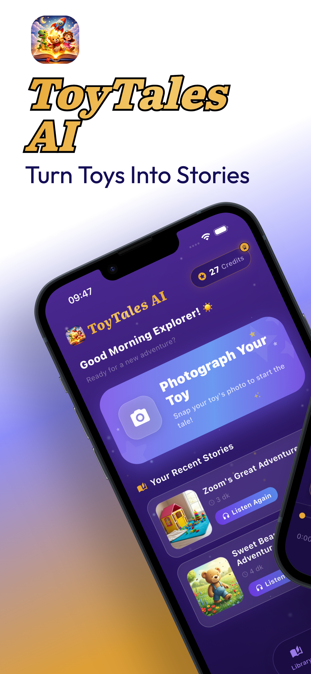 ToyTales AI - Main product screenshot demonstrating key features and user interface