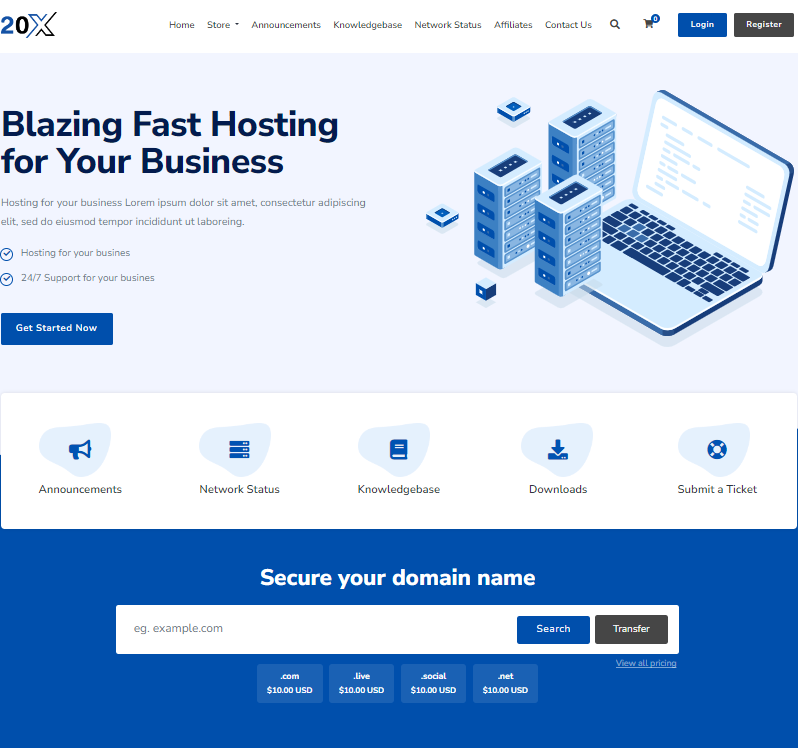 Twentyx WHMCS Тема - Twentyx WHMCS Шаблон области клиента медиа 2
