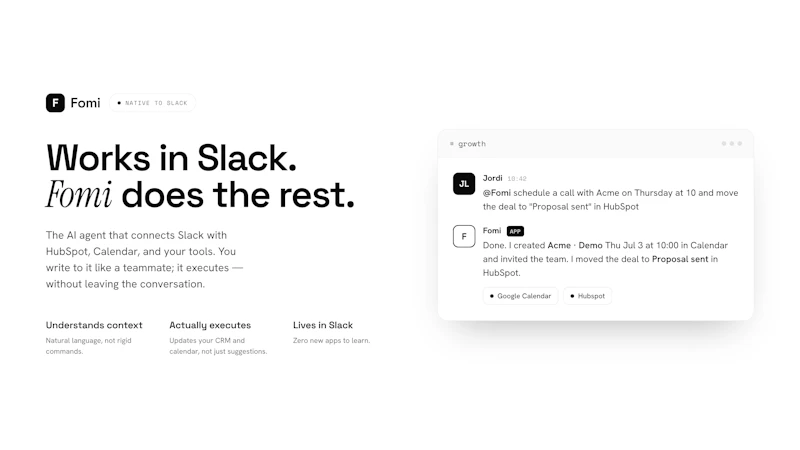 Fomi Agent AI - Slack screenshot 1
