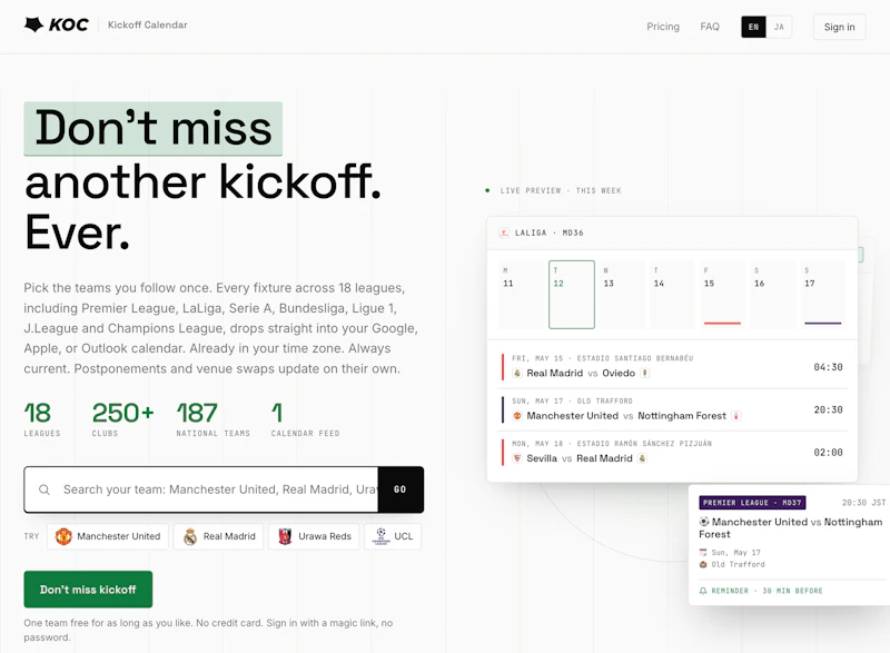 Kickoff Calendar screenshot 2