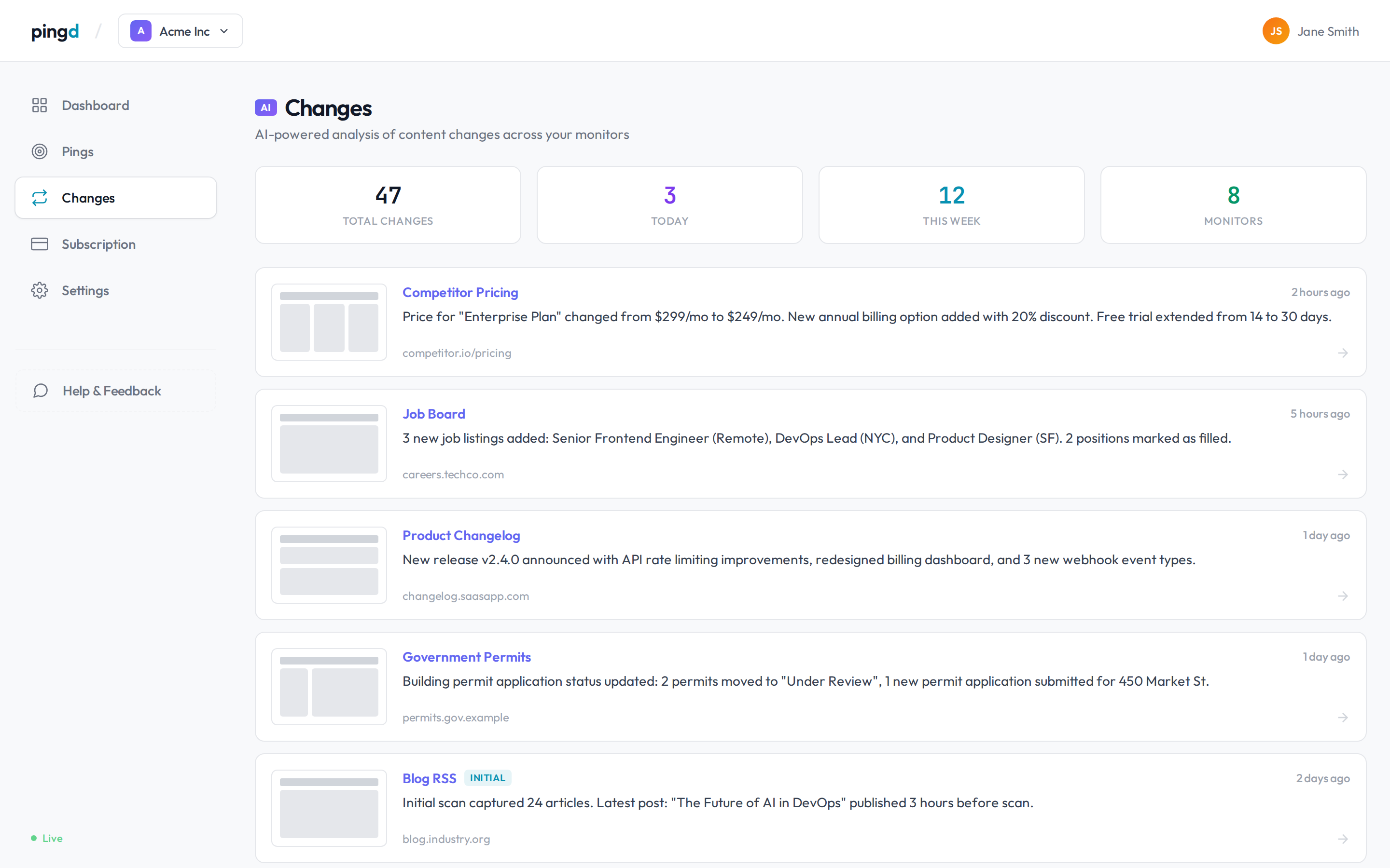 pingd - Screenshot 3 showing product features and functionality