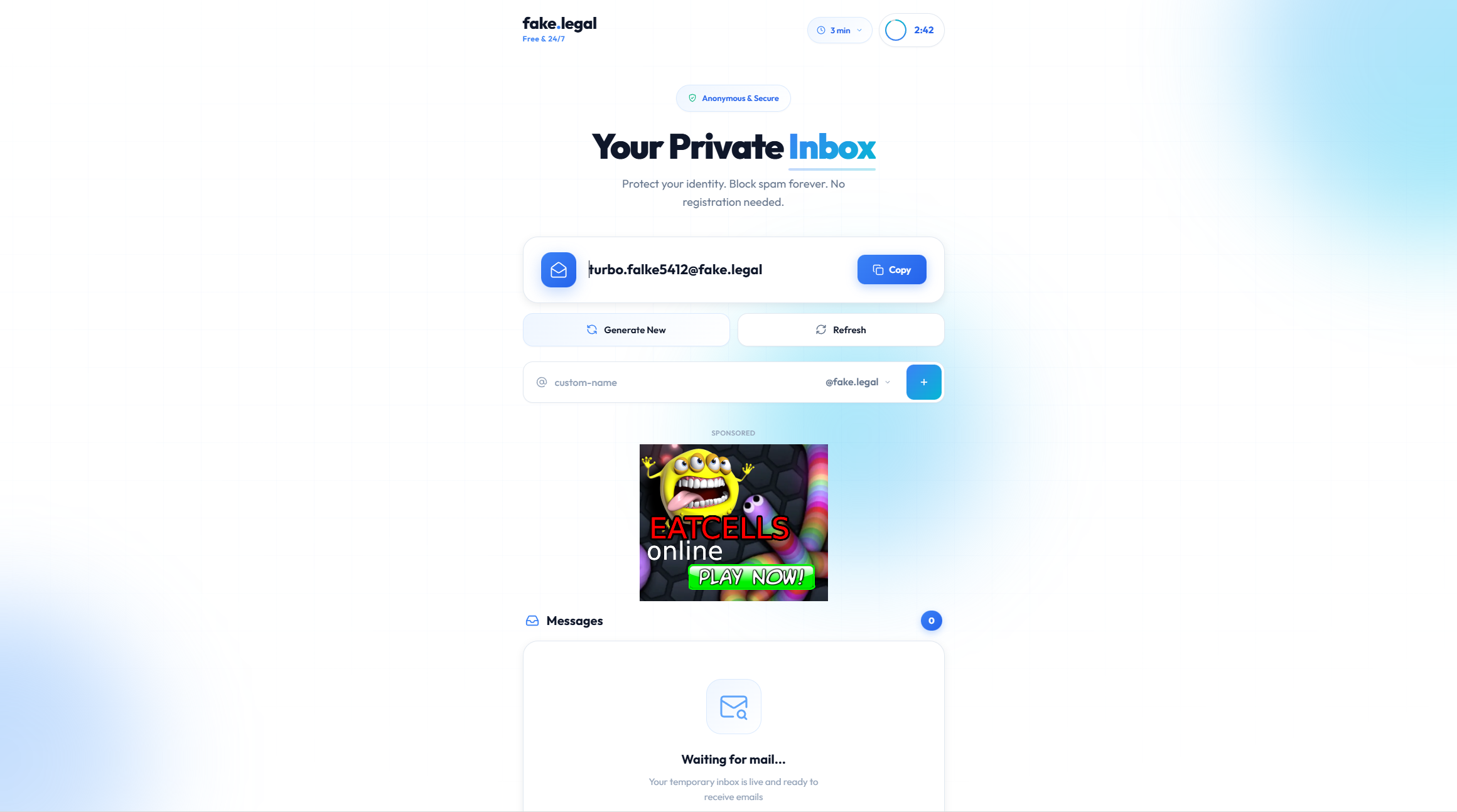 Temp Mail - Main product screenshot demonstrating key features and user interface