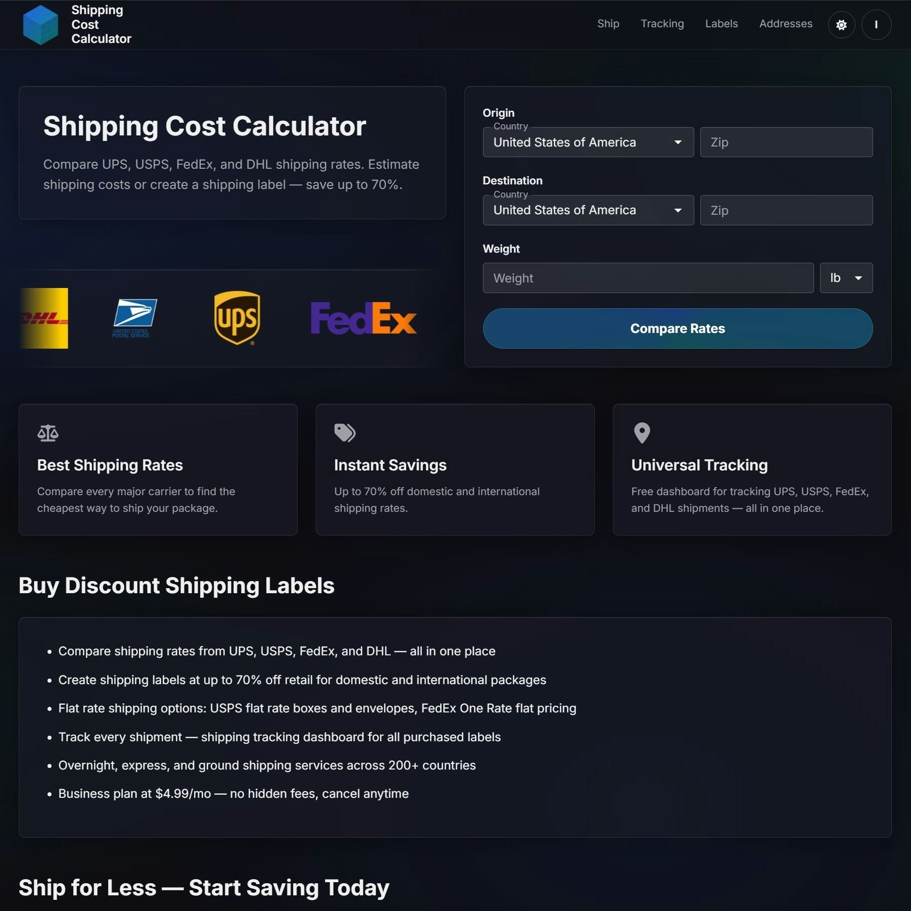 Shipping Cost Calculator - Screenshot 2 showing product features and functionality
