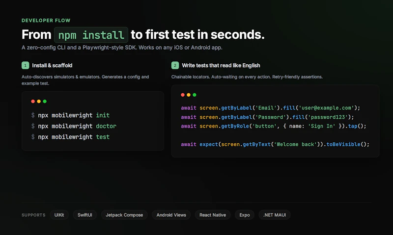 Mobilewright screenshot 4