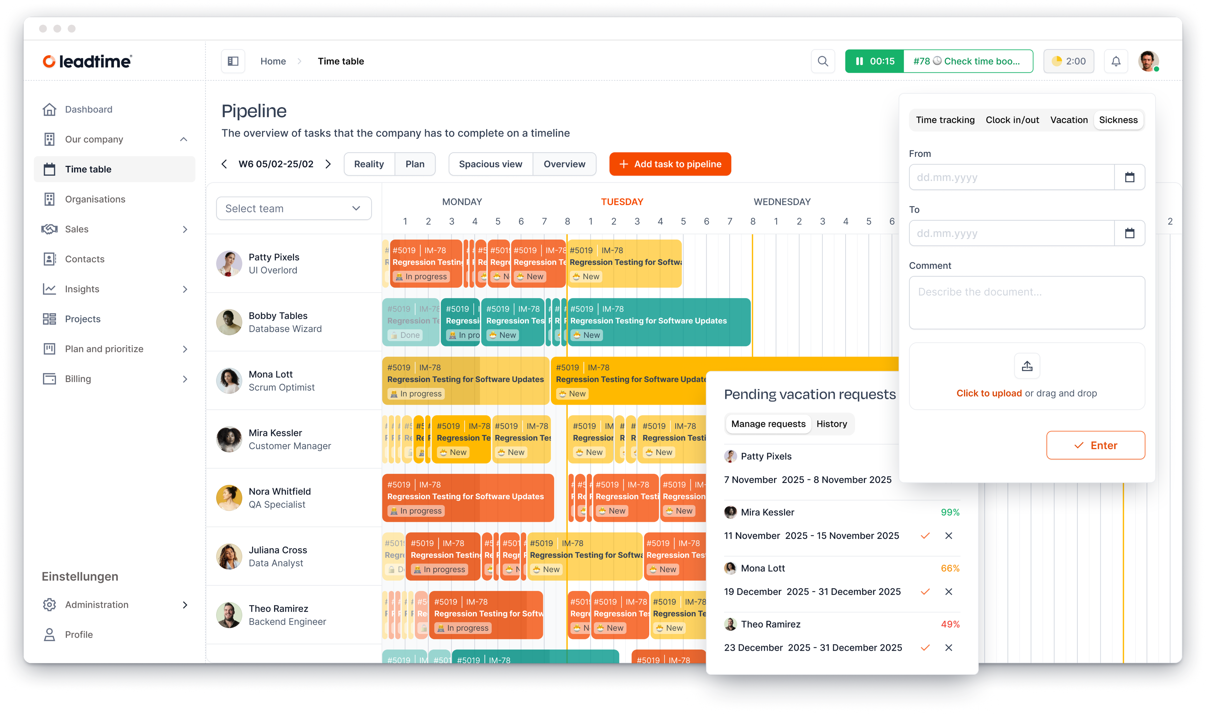 Leadtime - Screenshot 3 showing product features and functionality