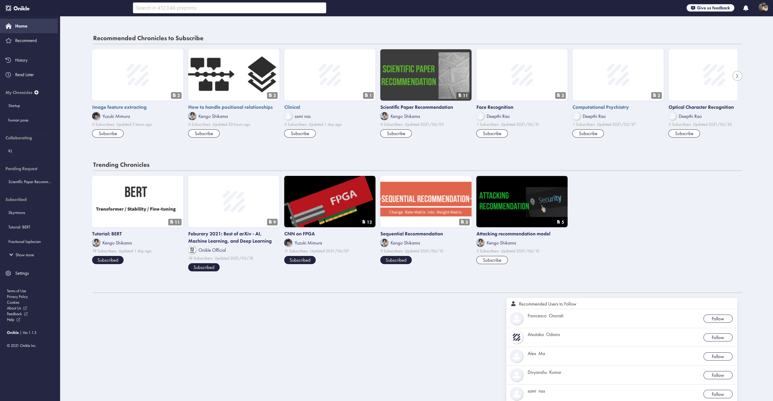 Onikle, the preprint search platform gallery image