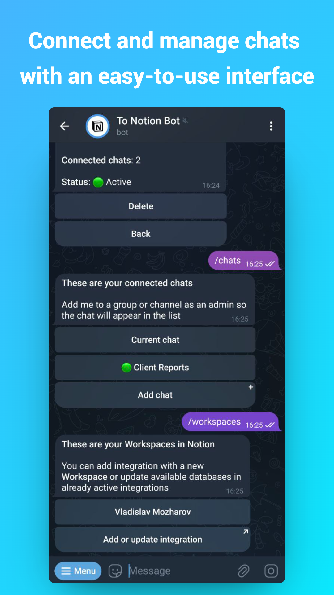 وسائط لفكرة الروبوت - إرسال محتوى من Telegram على الفور إلى الفكرة 4
