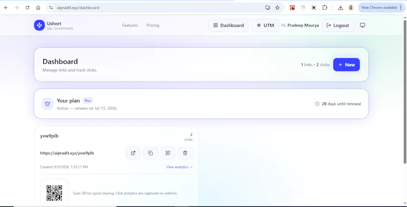 Ushort URL Shortener screenshot 2