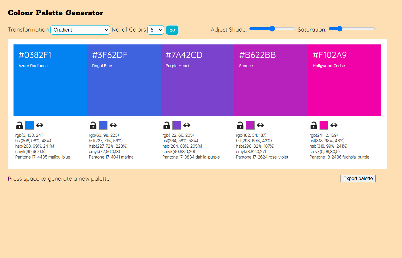 Colour Palette Generator gallery image