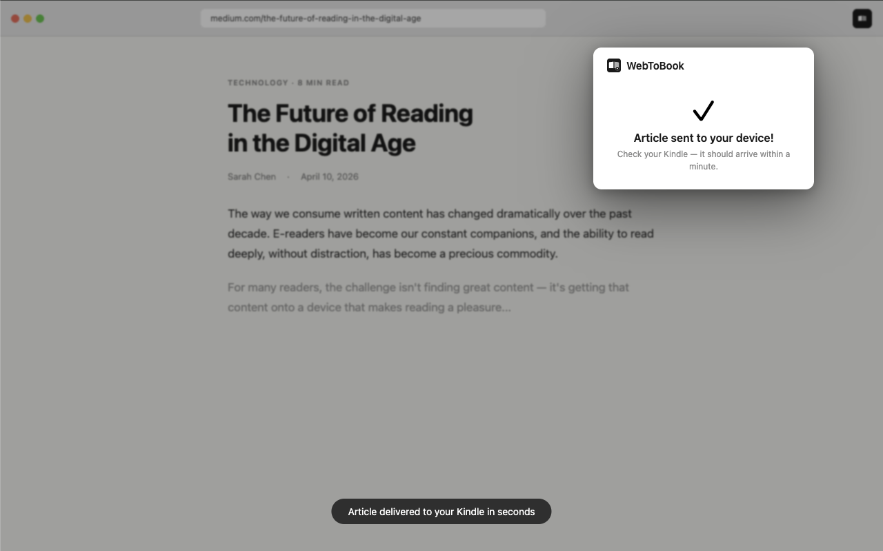 WebToBook - Send any article to Kindle gallery image