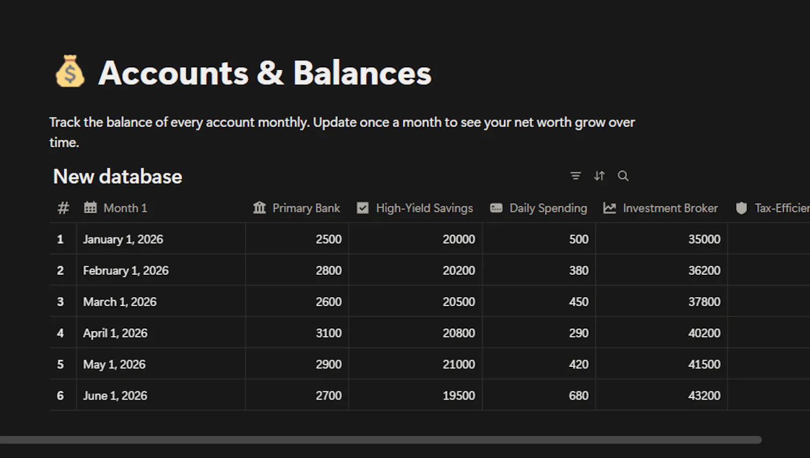 Personal Finance Tracker Notion screenshot 2