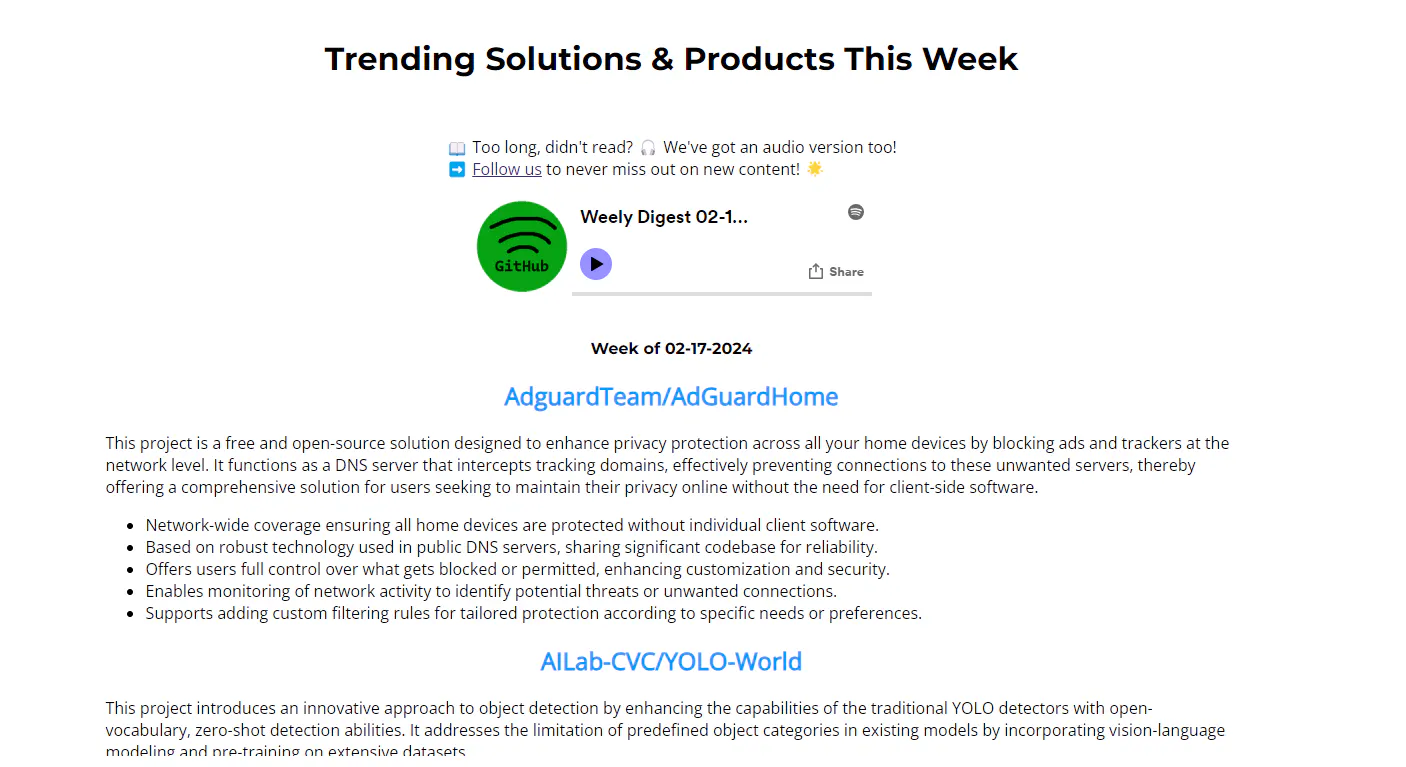 GitHub Cool Projects Weekly Digest gallery image