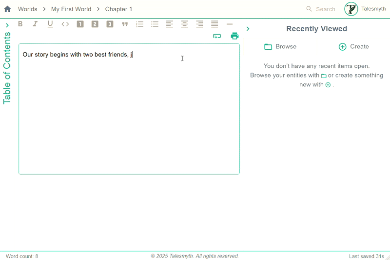 Talesmyth - Screenshot 3 showing product features and functionality
