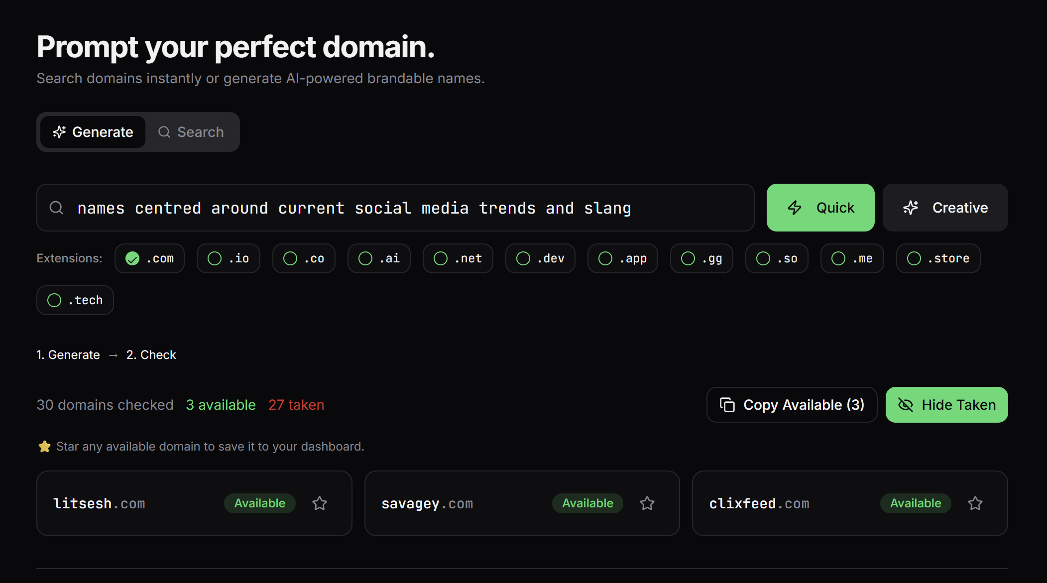 DomainPrompter - Screenshot 4 showing product features and functionality