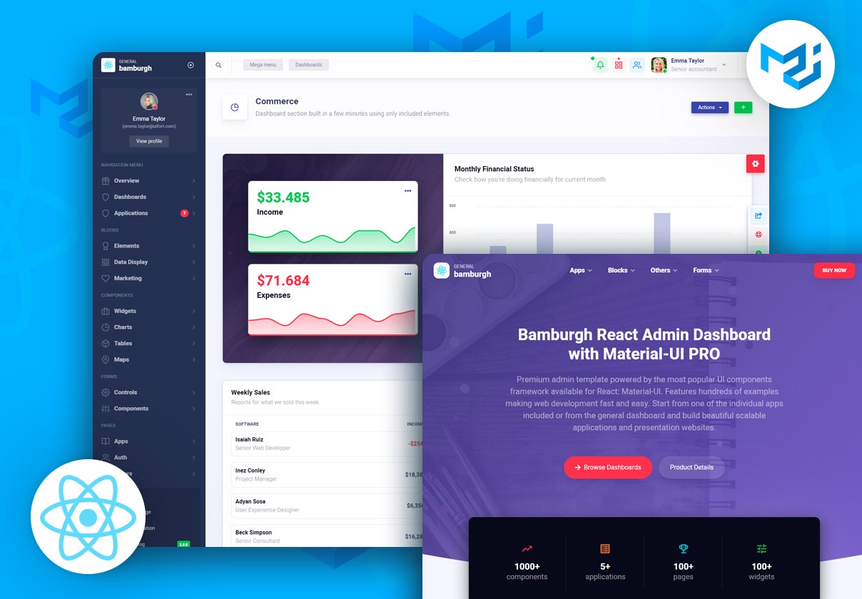 500+ React Material-UI Components Kit gallery image