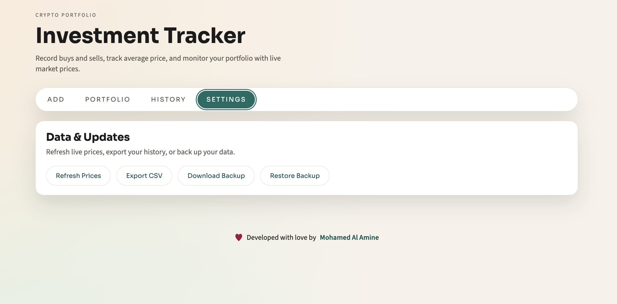 Crypto Investment Tracker - Screenshot 5 showing product features and functionality