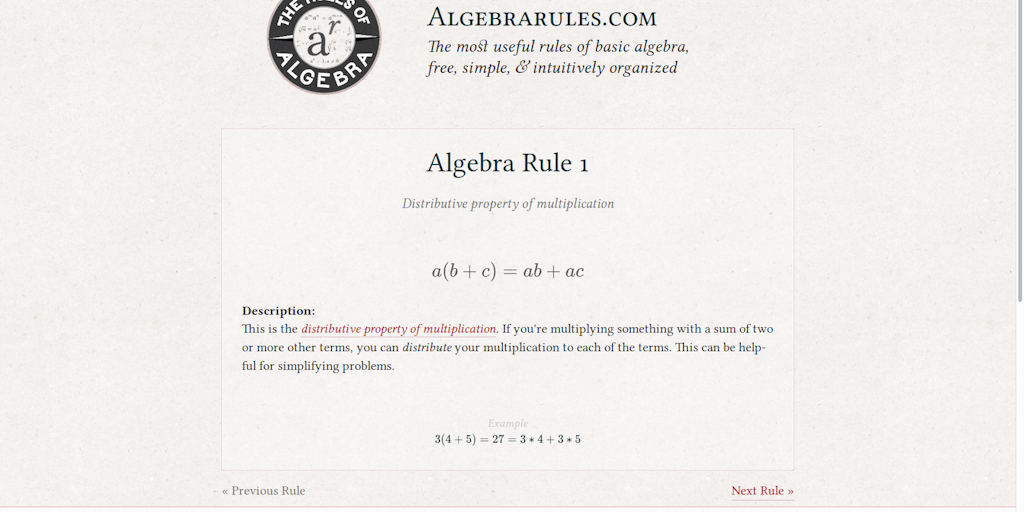 Algebra Rules Image