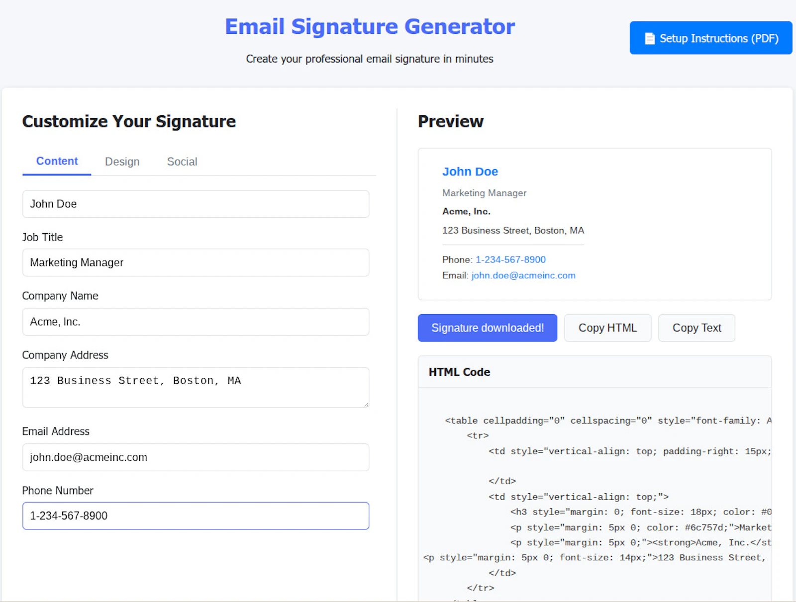 Email Signature Generator screenshot 1