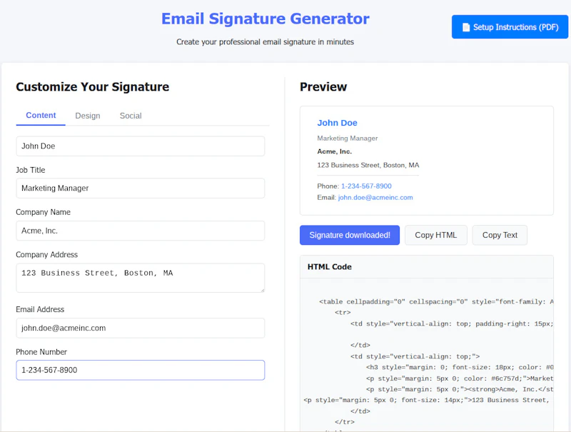 Email Signature Generator screenshot 1