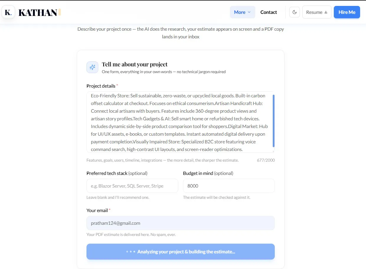 Free AI Project Cost Estimator gallery image