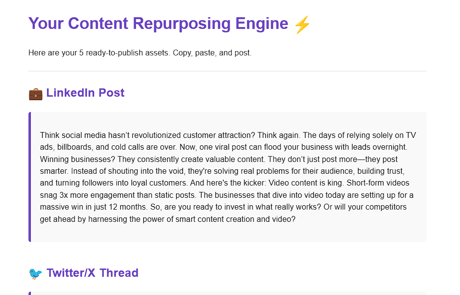 Content Repurposing Engine gallery image