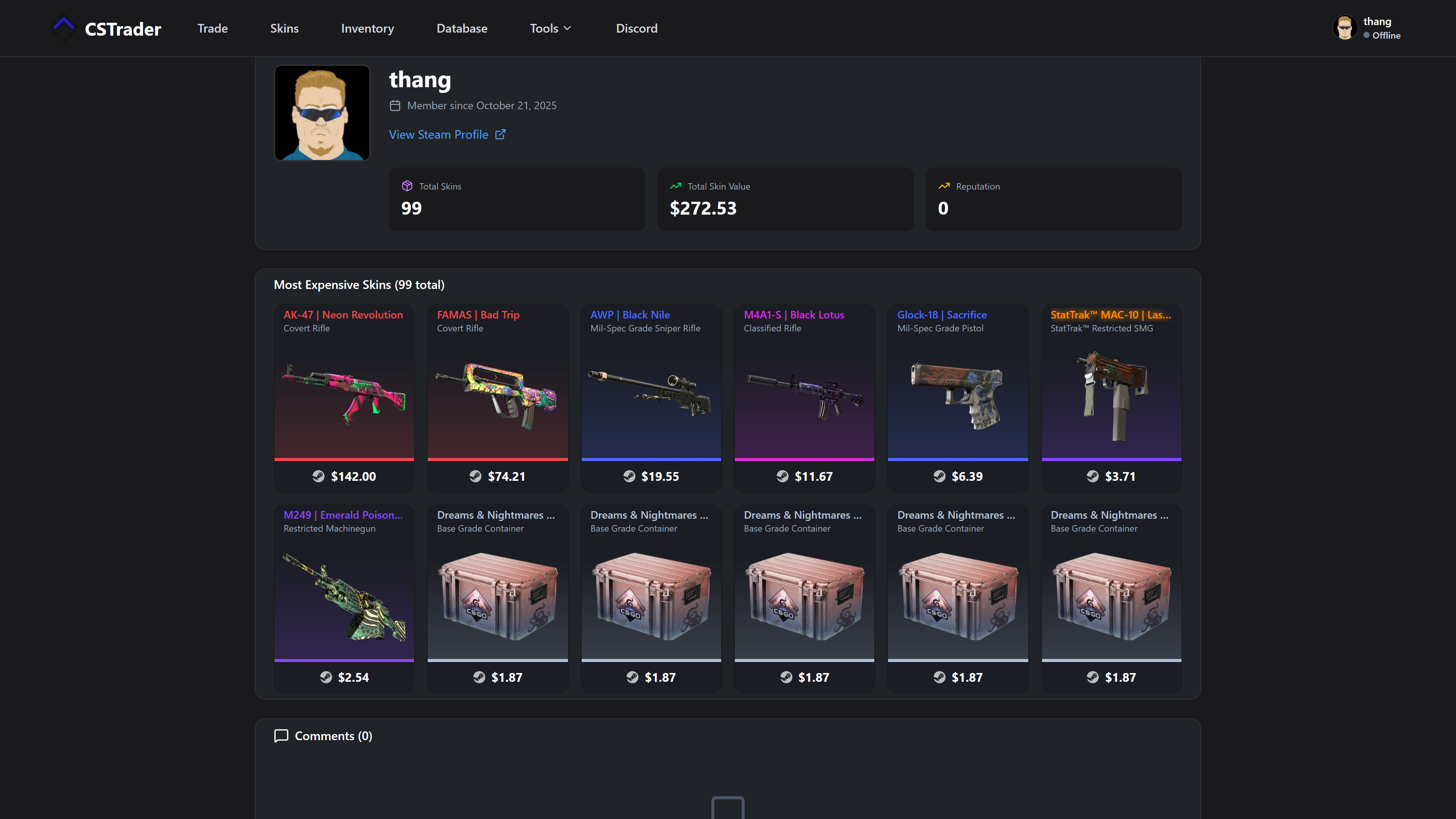 CSTRADER - Screenshot 2 showing product features and functionality