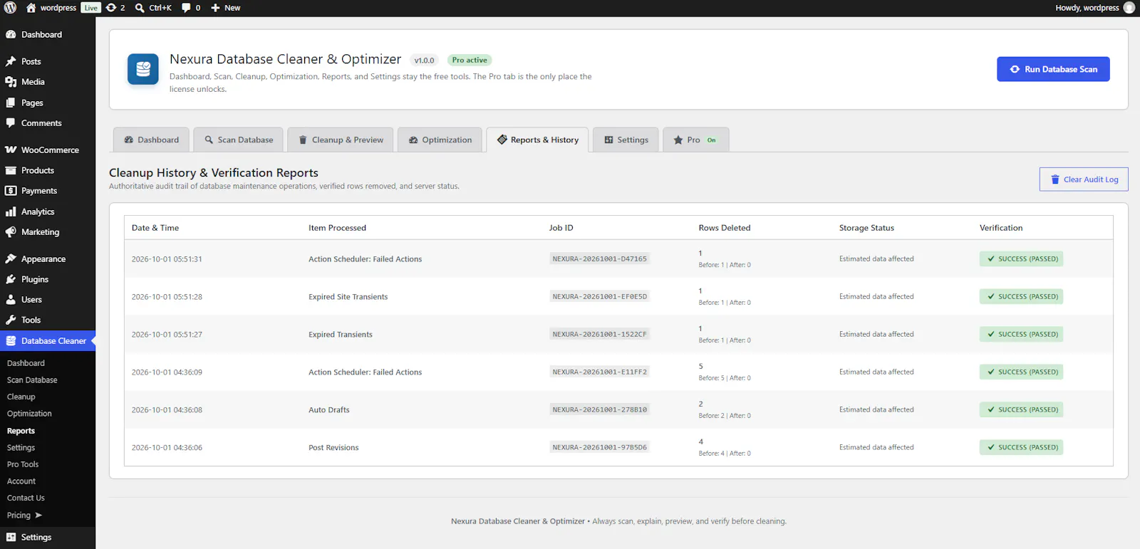 Nexura Database Cleaner & Optimizer screenshot 8