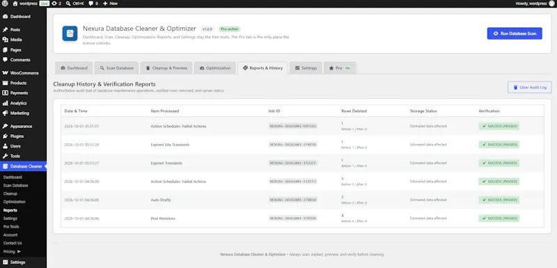 Nexura Database Cleaner & Optimizer screenshot 8