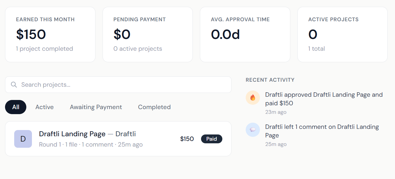 Draftli - Client review & payment as one gallery image
