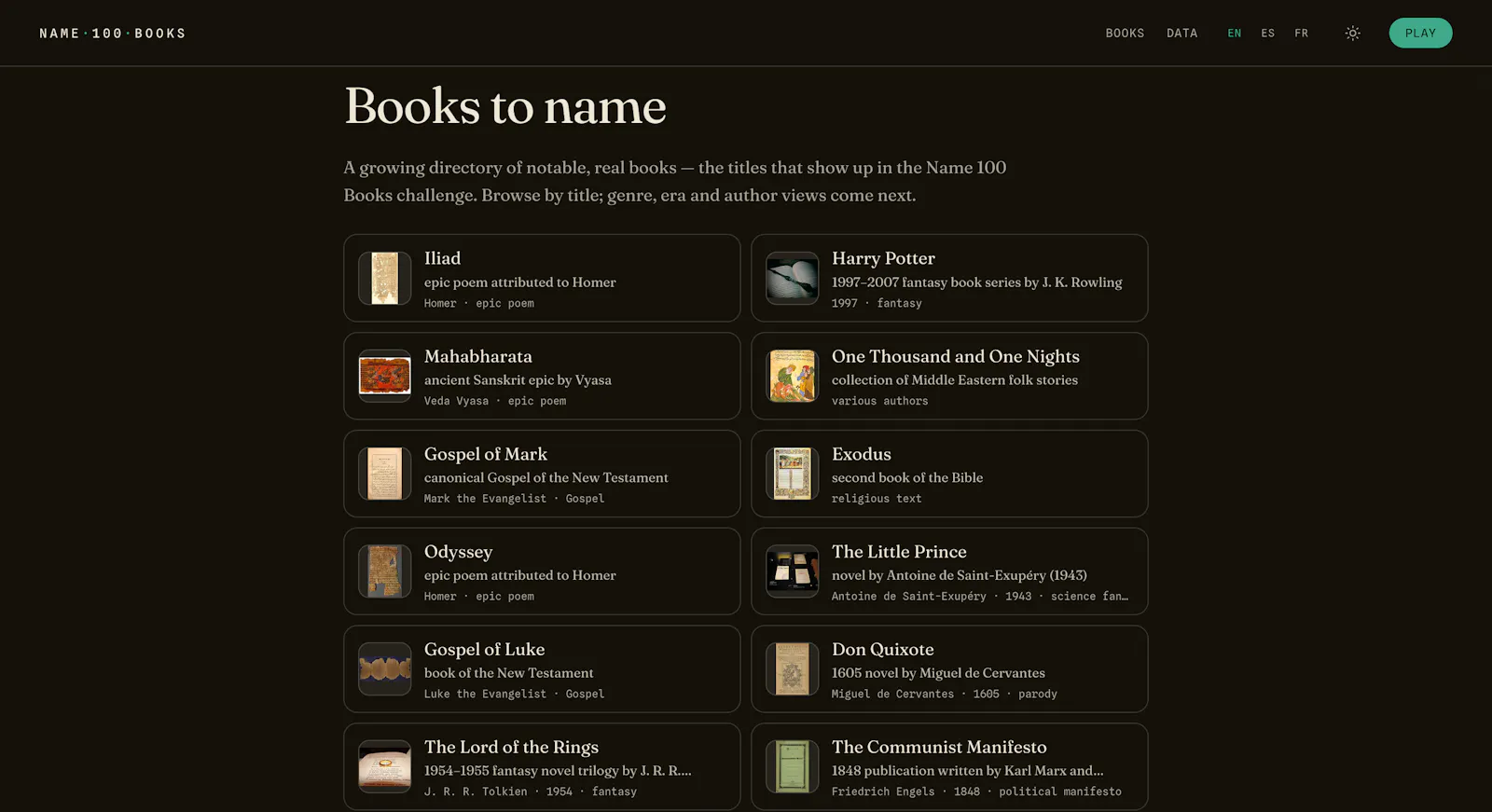Name 100 Books screenshot 3