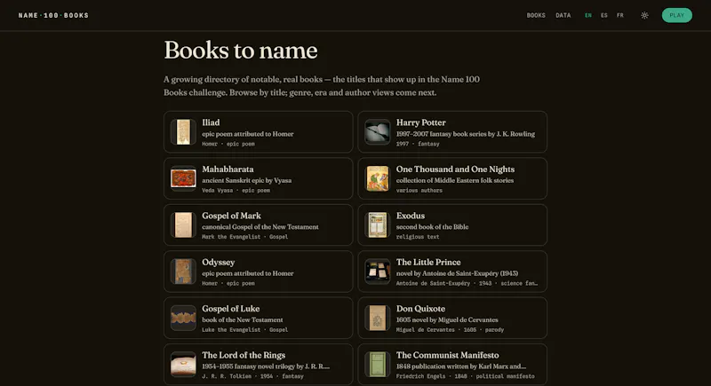 Name 100 Books screenshot 3