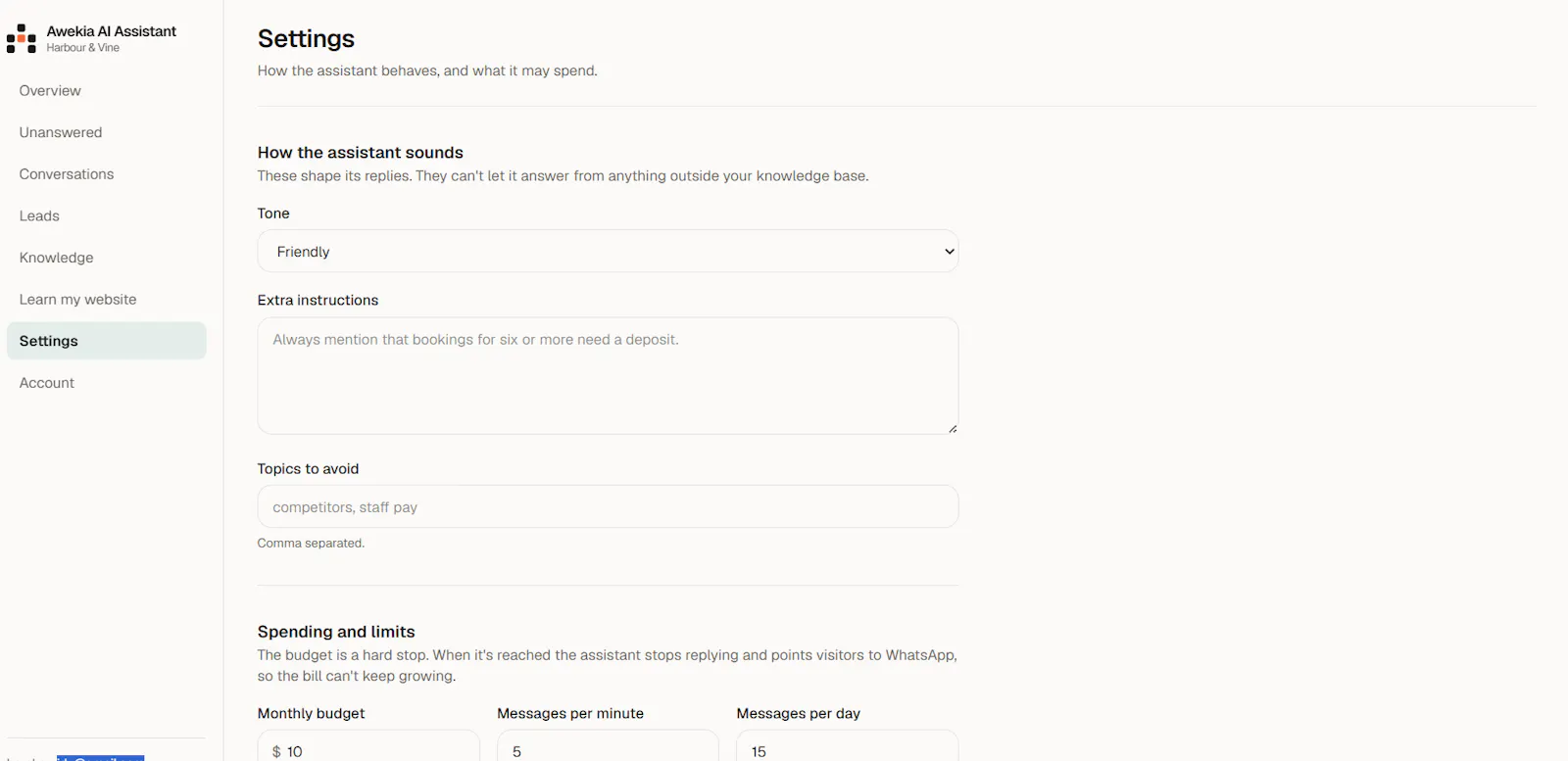 Keep visitors with Awekia AI Assistant  screenshot 7