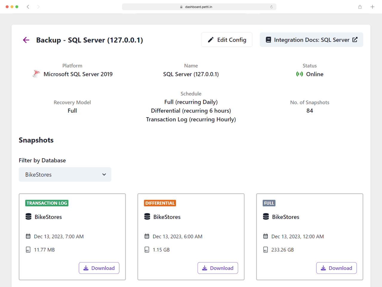 startuptile Petti-Effortless database backups