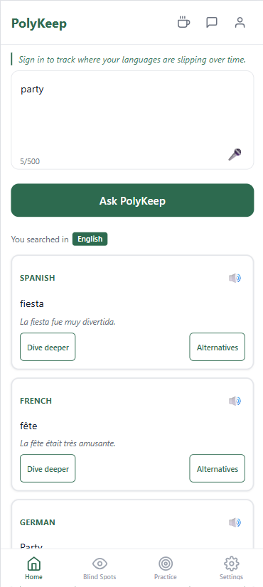 PolyKeep - Keep All Your Languages Sharp gallery image